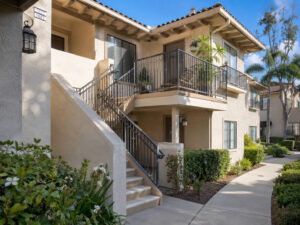 Exterior staris and balcony in a Carlsbad HOA community